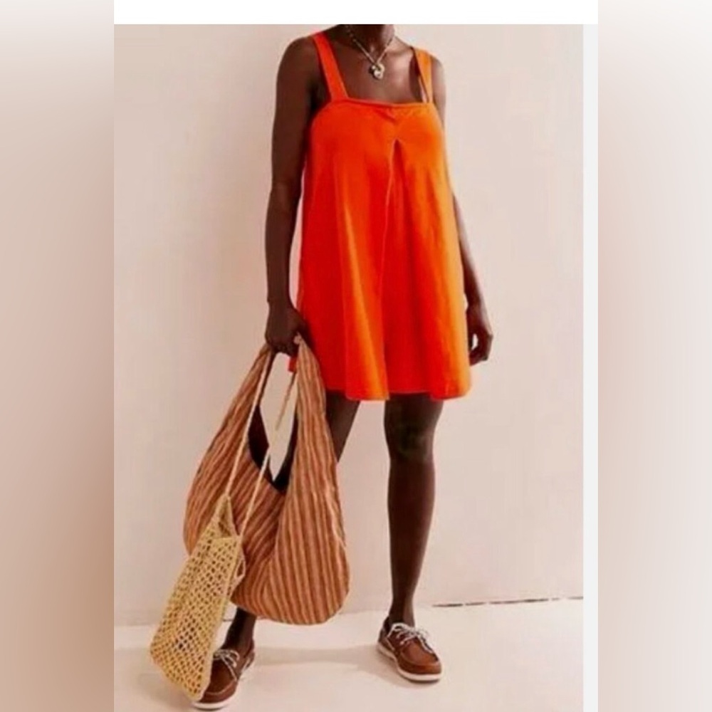 Free People Bright Orange Sleeveless Mini Dress